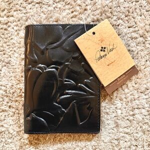 NWT Patricia Nash Peretola Black Leather Passport Wallet